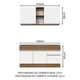 Combo de Cocina 150cm Marrón/Blanco Glamy Madesa 02