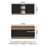 Combo de Cocina 150cm Madesa Glamy Marrón/Negro 02