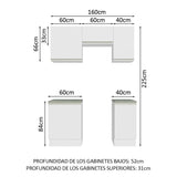 Combo de Cocina 160cm Glamy Madesa - Blanco