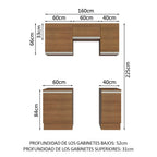 Cocina Compacta 160 cm 5 Puertas Marrón Glamy Madesa