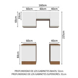 Combo de Cocina 160cm Marrón/Blanco Glamy Madesa 07