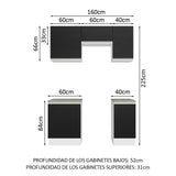 Combo de Cocina 160cm Madesa Glamy Blanco/Negro 07