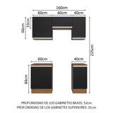 Combo de Cocina 160cm Madesa Glamy Marrón/Negro 07