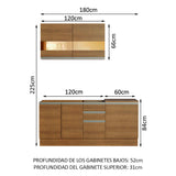 Combo de Cocina 180cm Marrón Milão Madesa 02