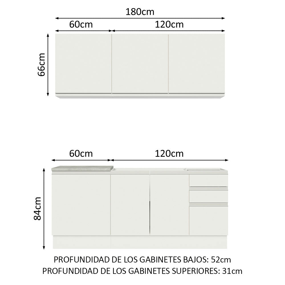 Combo de Cocina Madesa Glamy Sin Mesón De Acero 180 Cm