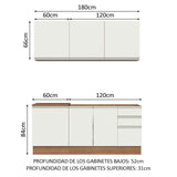 Combo de Cocina 180cm Marrón/Blanco Glamy Madesa 05