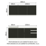 Combo de Cocina 180cm Madesa Glamy Blanco/Negro 05