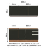 Combo de Cocina 180cm Madesa Glamy Marrón/Negro 05