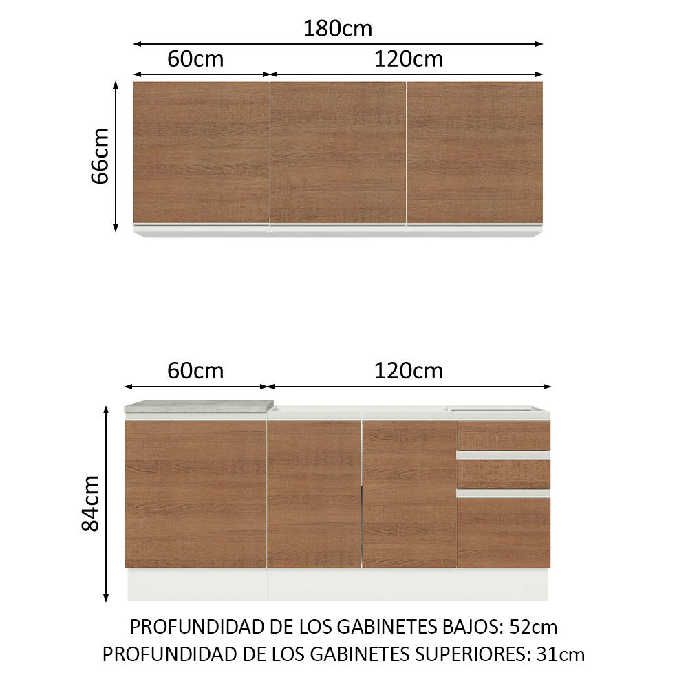 Combo de Cocina Madesa Glamy Sin Mesón De Acero 180 Cm