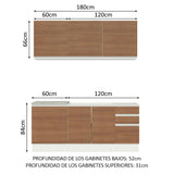 Combo de Cocina Madesa Glamy Sin Mesón De Acero 180 Cm