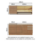 Combo de Cocina 180cm Marrón Glamy Madesa 06