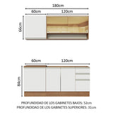 Combo de Cocina 180cm Marrón/Blanco Glamy Madesa 06