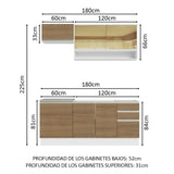 Combo de Cocina Modular Glamy Madesa 180cm BR 08