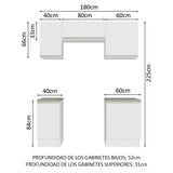 Combo de Cocina 180cm Glamy Madesa - Blanco