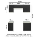 Combo de Cocina Compacta 180cm Blanco/Negro Glamy Madesa 12