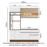 Combo de Cocina 190cm Madesa Helen Marrón/Blanco/Crema 02