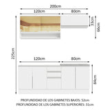 Combo de Cocina Madesa Glamy Sin Bacha de acero inoxidable 200 Cm Blanco