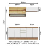Combo de Cocina 200cm Marrón Blanco Glamy Madesa 03