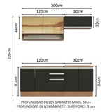 Combo de Cocina 200cm Madesa Glamy Marrón/Negro 03