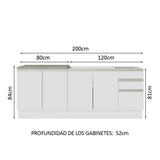 Combo de Cocina 200cm Glamy Madesa
