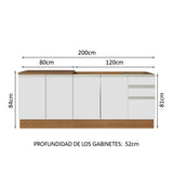Kit con 2 Bajo Mesada de Cocina Madesa Glamy 4 Puertas y 3 Cajones (Sin Tapa Ni Bacha de acero inoxidable) Marrón/Blanco