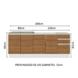 Kit con 2 Bajo Mesada de Cocina 200cm Madesa Glamy BM