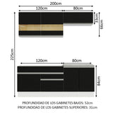 Combo de Cocina Madesa Glamy 200cm Blanco/Negro 07
