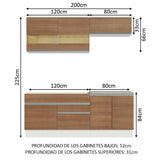 Combo de Cocina 200cm Glamy Madesa 07 - Blanco