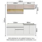 Combo de Cocina Madesa Glamy 200cm Blanco/Crema 07