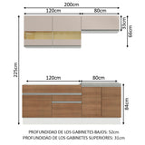 Combo de Cocina Madesa Glamy 200cm Blanco/Marrón/Crema 07