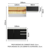 Combo de Cocina Madesa Glamy 200cm Blanco/Negro 08