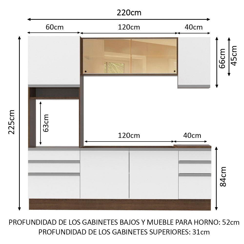 Combo completo de Cocina 220cm Marrón/Blanco Glamy Madesa 01
