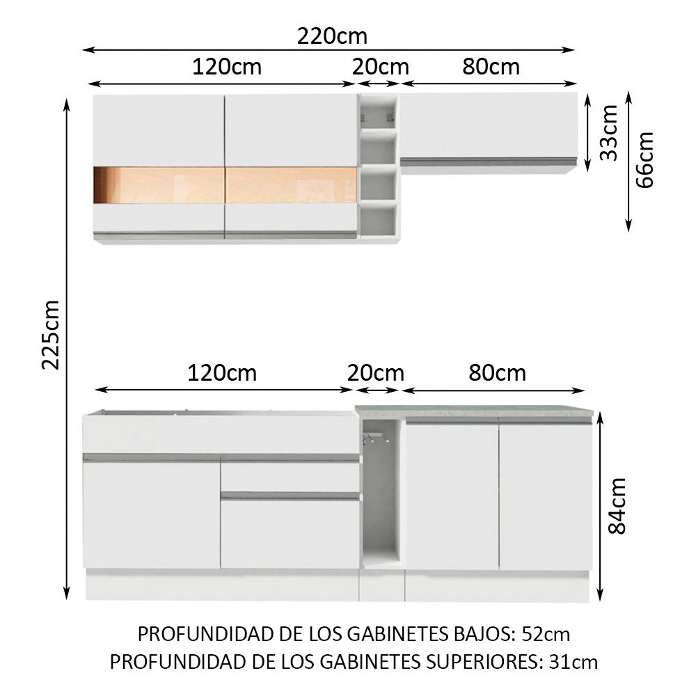 Combo completo de Cocina Modular Madesa Parma 220cm BB 02