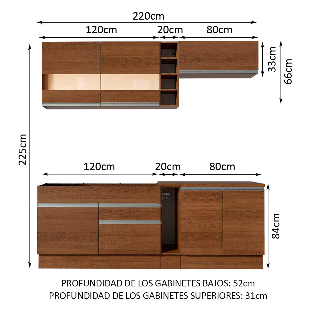 Combo completo de Cocina Madesa Parma 220cm MB 02