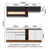Combo completo de Cocina Madesa Glamy 220cm Marrón/Blanco/Negro 02