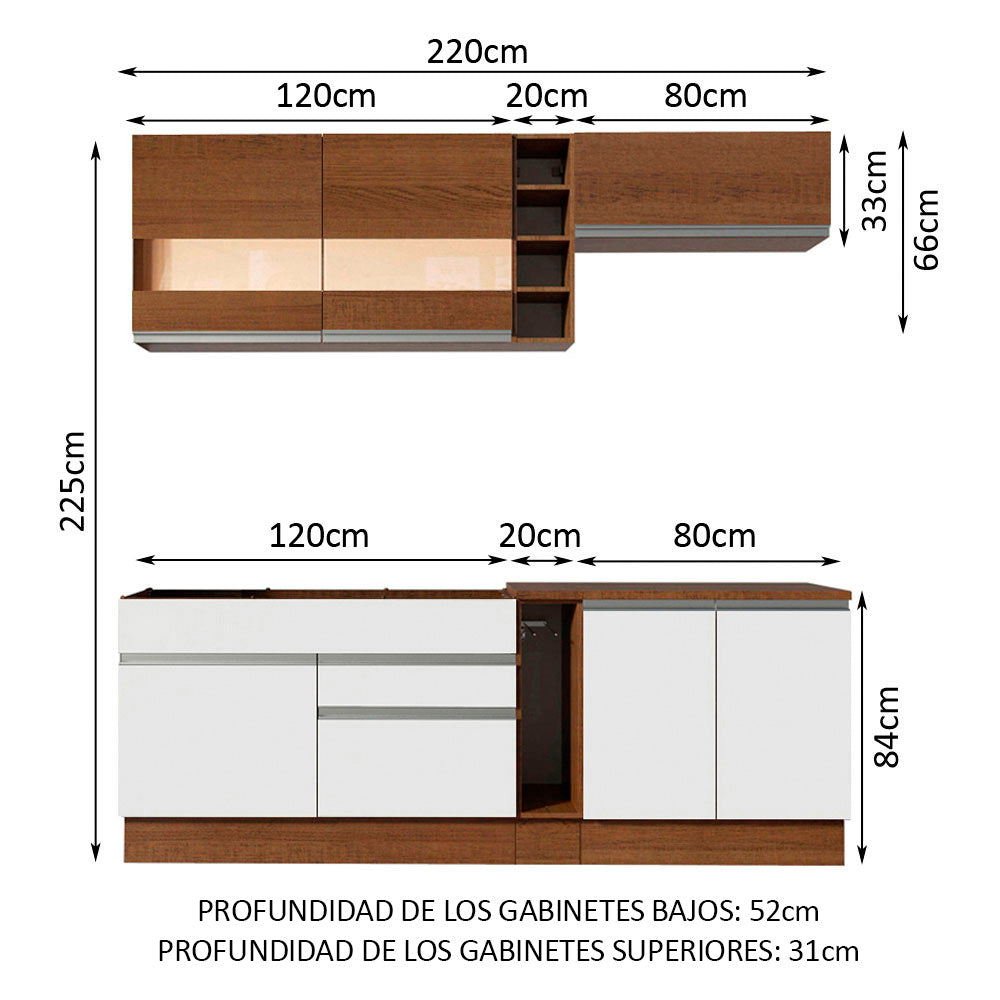 Combo completo de Cocina Madesa Glamy 220cm BM