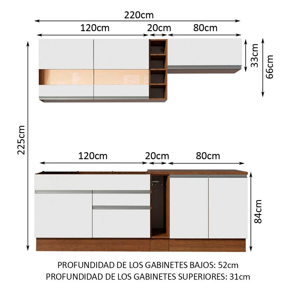 Combo completo de Cocina Modular Madesa Parma 220cm MB