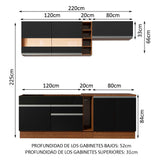 Combo completo de Cocina Madesa Glamy 220cm Marrón/Negro 02