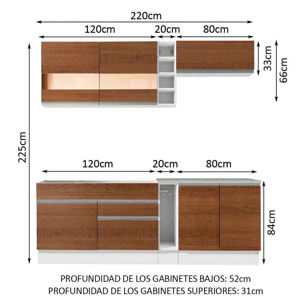 Combo completo de Cocina Madesa Glamy 220cm MM