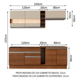 Combo completo de Cocina Madesa Glamy 220cm Marrón/Marrón/Crema 02