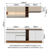 Combo completo de Cocina Madesa Glamy 220cm Blanco/Marrón/Crema 02