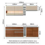 Combo completo de Cocina Compacta Madesa Glamy 220cm Marrón/Crema 02