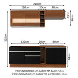 Combo completo de Cocina Madesa Glamy 220cm Marrón/Negro/Marrón 02