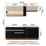 Combo completo de Cocina Madesa Glamy 220cm Marrón/Negro/Crema 02