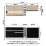 Combo completo de Cocina Compacta Madesa Glamy 220cm Blanco/Negro/Crema 02