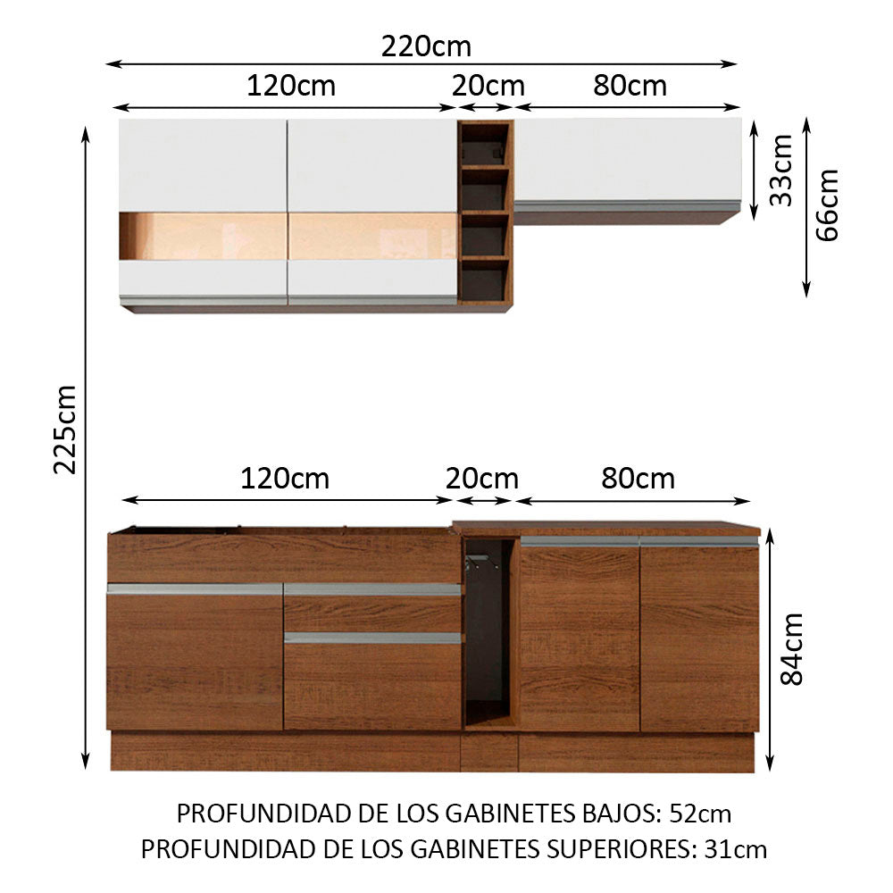 Combo completo de Cocina Madesa Parma 220cm MMB