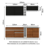 Combo completo de Cocina Madesa Glamy 220cm Blanco/Negro/Marrón 03