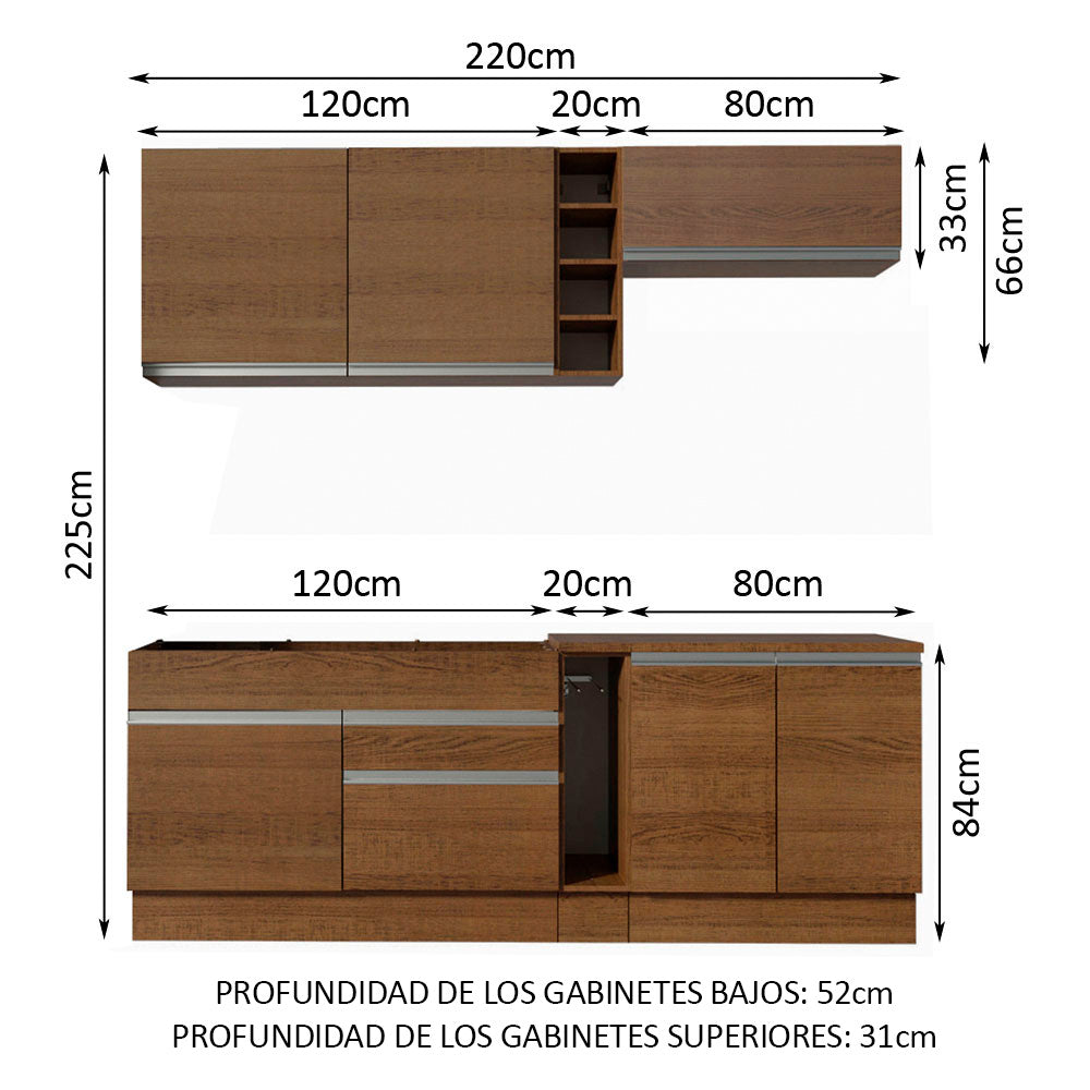 Combo completo de Cocina Modular Madesa Parma 220cm MM