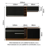 Combo completo de Cocina Madesa Glamy 220cm Marrón/Negro 03