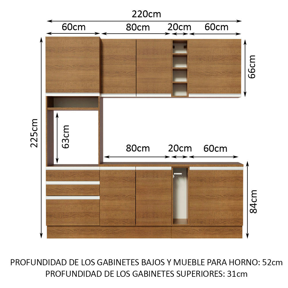 Combo completo de Cocina Madesa Áquila 220cm MM 04